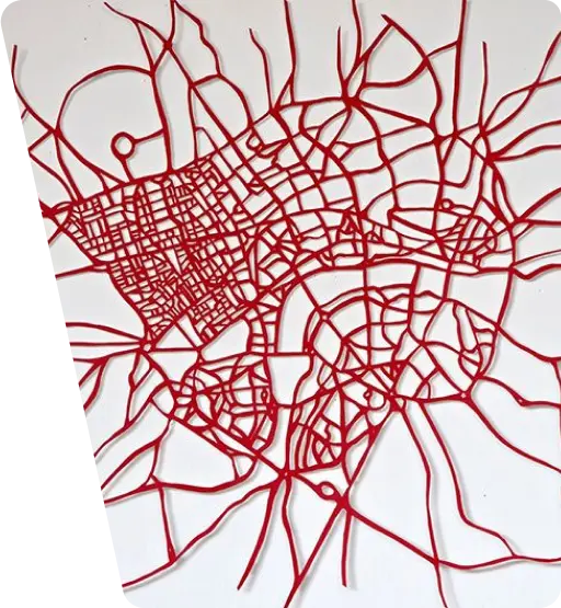 Network of connecting lines resembling a city grid